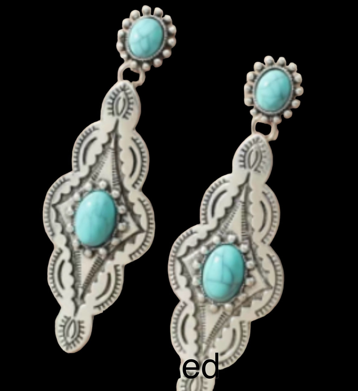 Long style turquoise and sterling silver plated