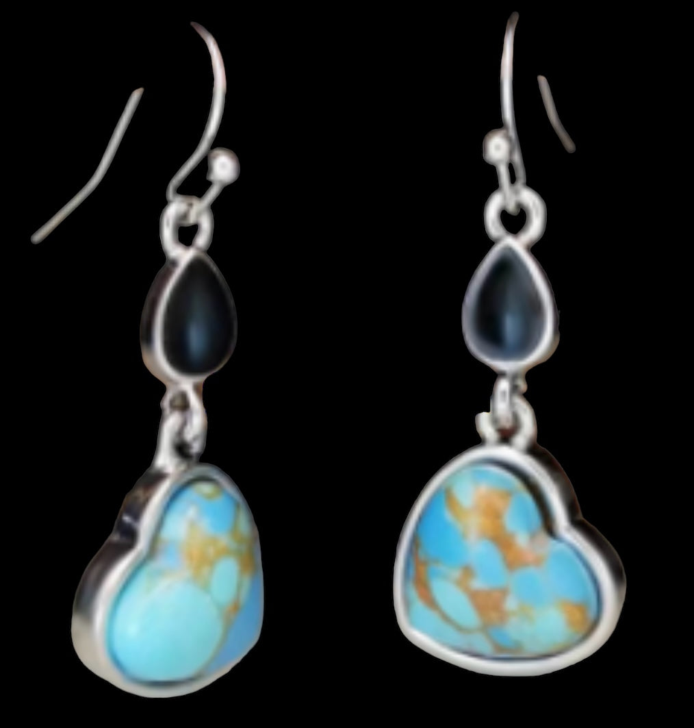 Turquoise colored sterling plated hearts