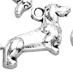 Dachshund, silver plated with lobster clasp