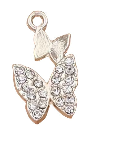 Silver butterfly with clear crystals with lobster clasp