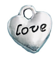 Love, heart, silver plated with lobster clasp