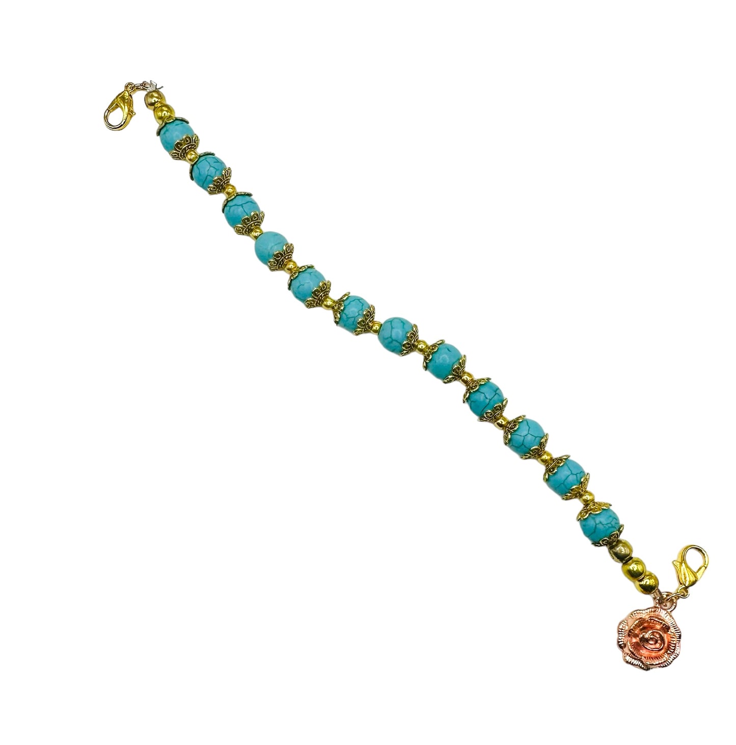 Medium turquoise balls/gold accent