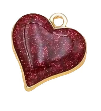 Red sparkly heart with gold plated back with lobster clasp