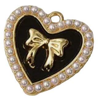 Heart, bow, pearls ( black)