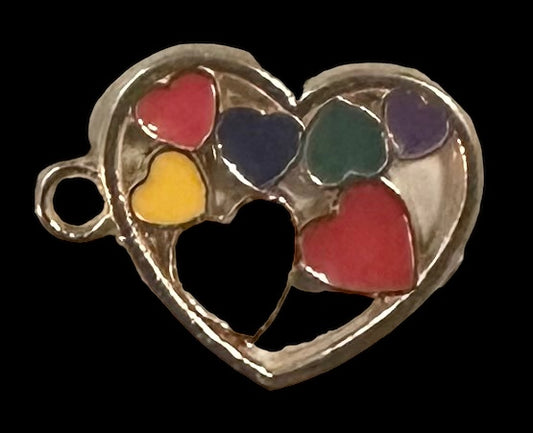 Gold multi colored hearts