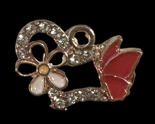 Gold/crystal butterfly heart and flower