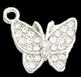 Clear crystals butterfly silver back