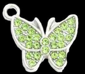 Green crystals butterfly silver back