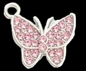 Pink crystals butterfly silver back