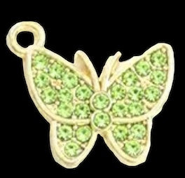 Green crystals butterfly with gold back