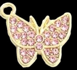 Pink crystals butterfly with gold back