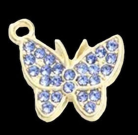 Blue crystal butterfly gold back