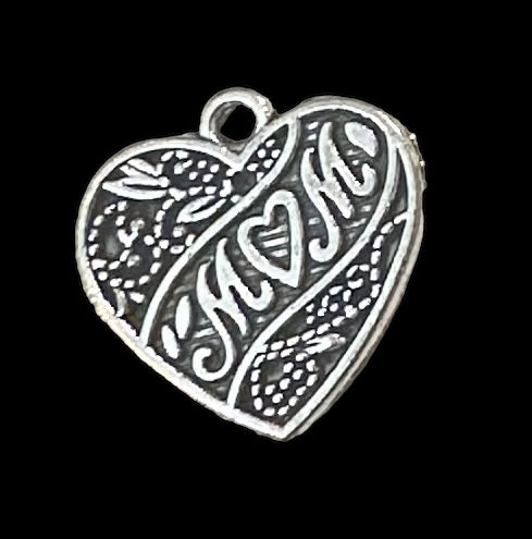 Mom engraved silver heart