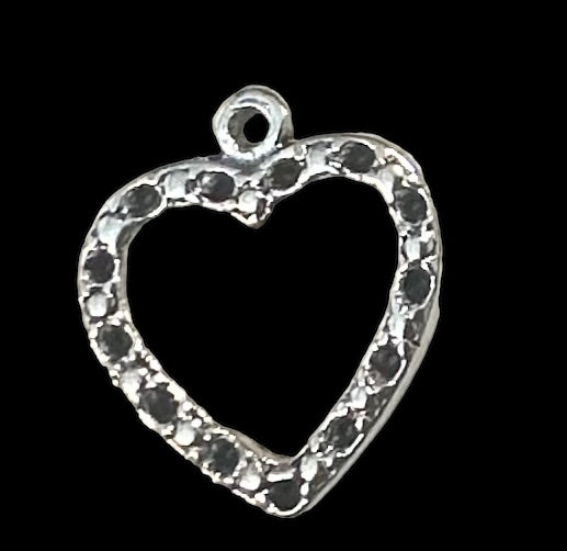 Silver hollow heart beveled