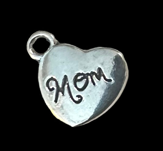 Silver mom heart tiny